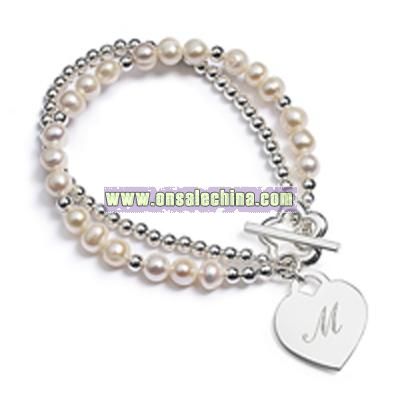 Pearl Strand Heart Bracelet