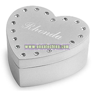 Rhinestone Heart Jewelry Box