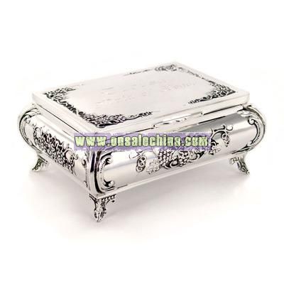 Antique Grape Design Silver Jewelry Box