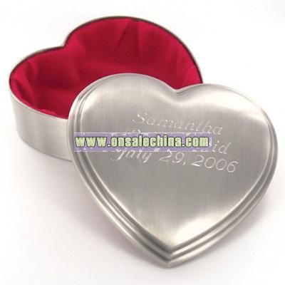 Antique Pewter Classic Heart Jewelry Box