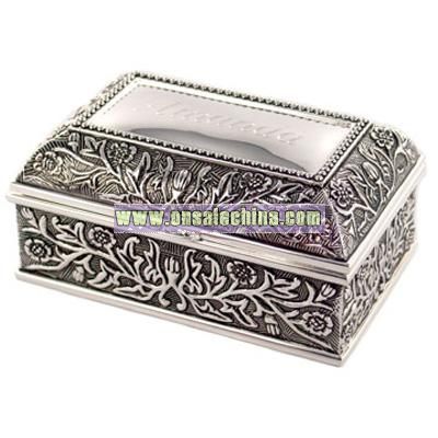 Silver Floral Chest Jewelry Box
