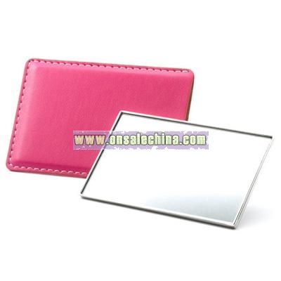 Rectangular Mirror with Pink Leatherette Sleeve