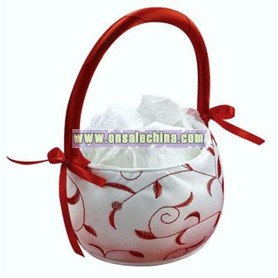 Red and White Flower Girl Basket