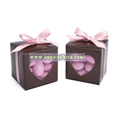 Brown Heart-shaped Window Favor Boxes