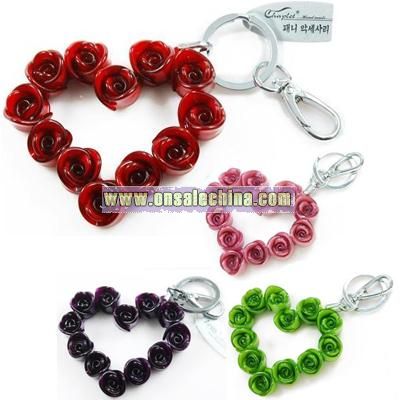 Heart Shaped Rose Keychain for Wedding and Lover