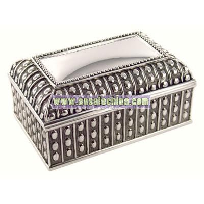 Silver Beaded Chest Jewelry Box