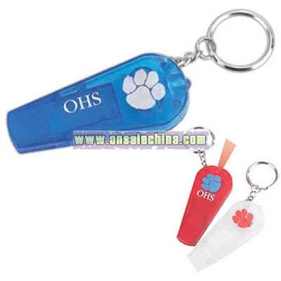 Key holder with light and safety whistle