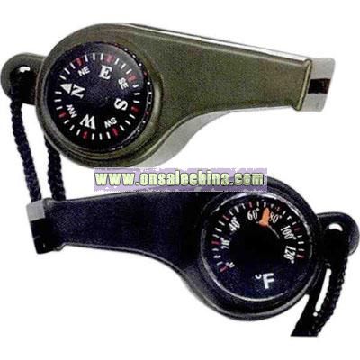Super whistle with compass and thermometer