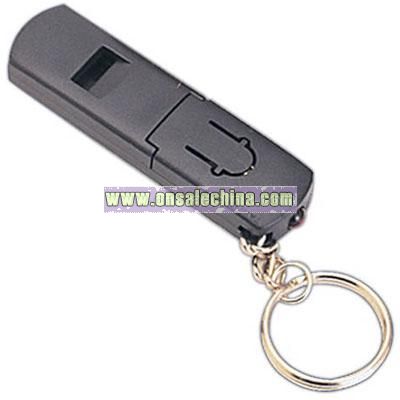 Plastic whistle keyring with flashlight