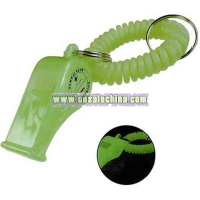 Glow in the dark wrist coil with whistle