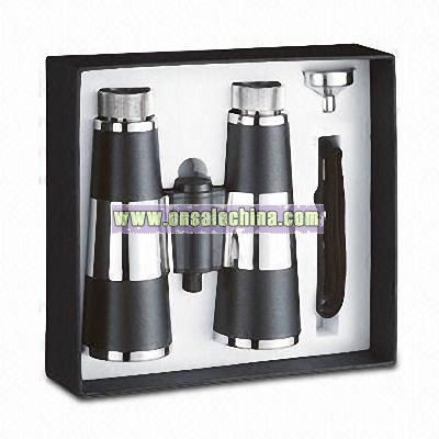 Telescope Shaped Hip Flask with PU Surface Covering