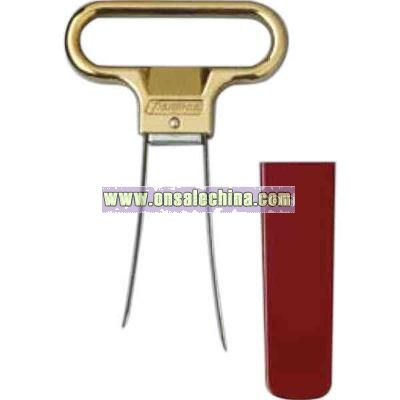 Two-prong brass plated cork extractor