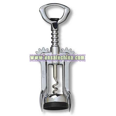 Chrome plated wing corkscrew with open spiral worm.