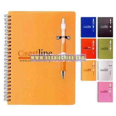 plastic pen and polypropylene notebook