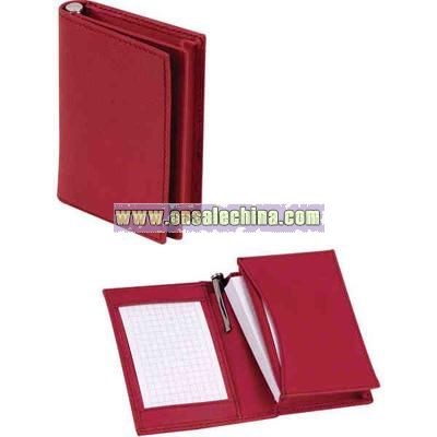 Genuine leather pocket card case and notebook