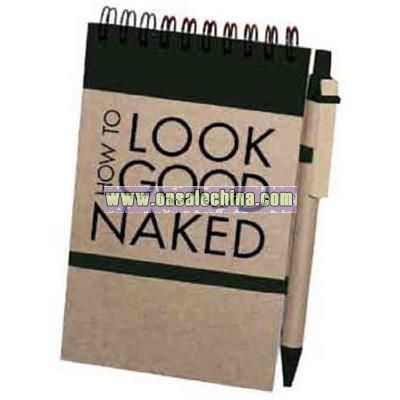 Recycled spiral memo pad and pen