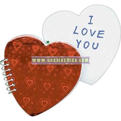 Sixty page laser heart shaped spiral notepad