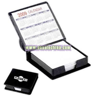 Faux leather memo holder with calendar on inside cover