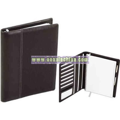 Simulated leather note book cover with pen and book