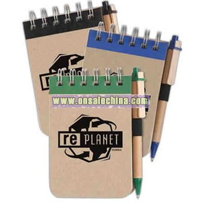 Eco - Notebook with recycled cardboard cover and pen