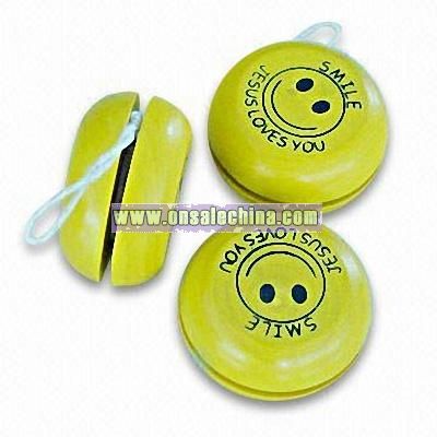 Wooden Yo-yo with Smiling Face Design