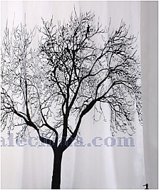 Tree Brown Fabric Shower Curta