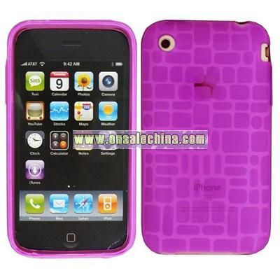Purple Rectangle Crystal Silicon Skin Case for iPhone 3G/ 3GS