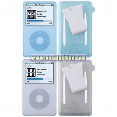 Silicone Skin Case for Apple iPod Video-Light Blue,White