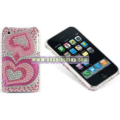 iPhone 3G 3GS Rhinestone Pink Heart Rear Case