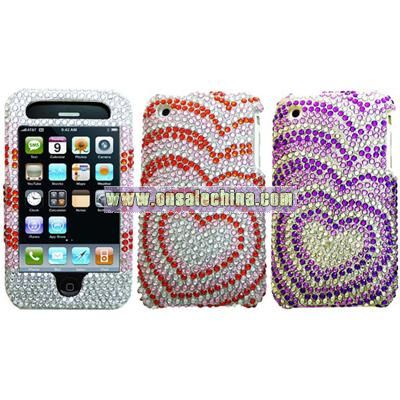 iPhone 3G/ 3GS Hearts Design Rhinestone Diamond Case