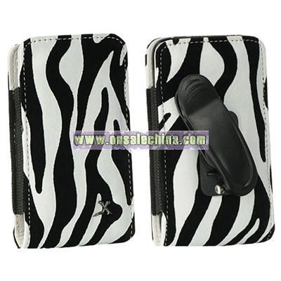 Leather Apple iPhone 3G Black Zebra Design Vertical Case
