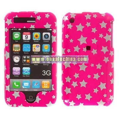 iPhone 3G Hot Pink Star Snap-on Protective Cover