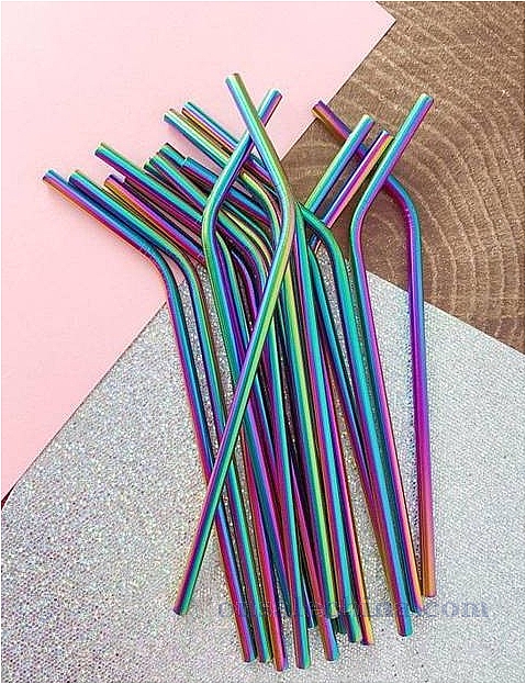 rainbow metal straws